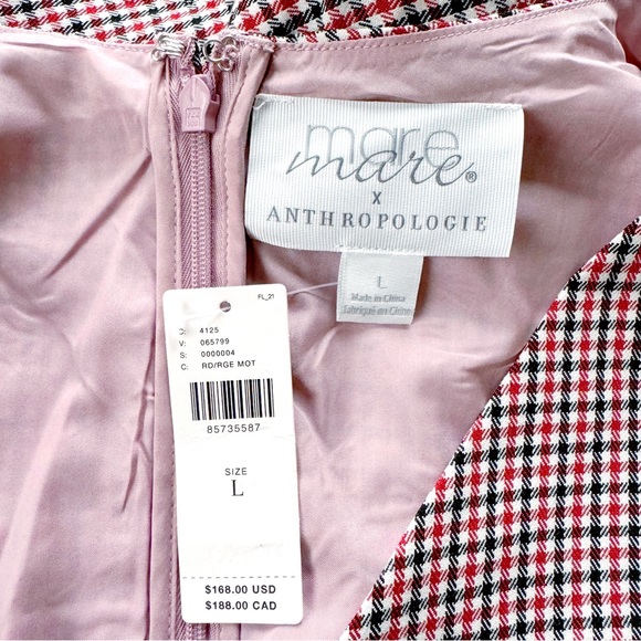 SOLD Anthropologie Mare Mare Houndstooth Tweed Romper NWT in Red & Black Large - Picture 14 of 16